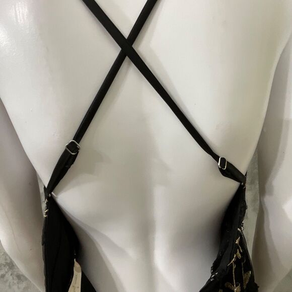 Altar'd State Arabella 3D embroidered Floral Maxi Dress Small BLACK/Gold EUC - Picture 5 of 12